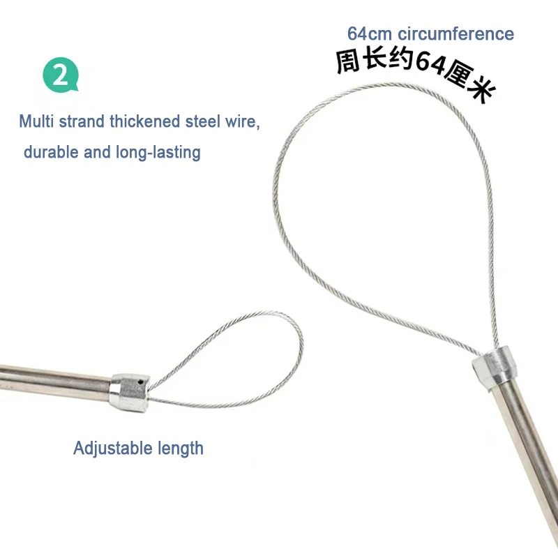 1 Pcs Stainless Steel Wire Catching Pig Lasso Baoding Pig Head Grab Pig Device Pig Equipment Convenient Safety Copper Handle