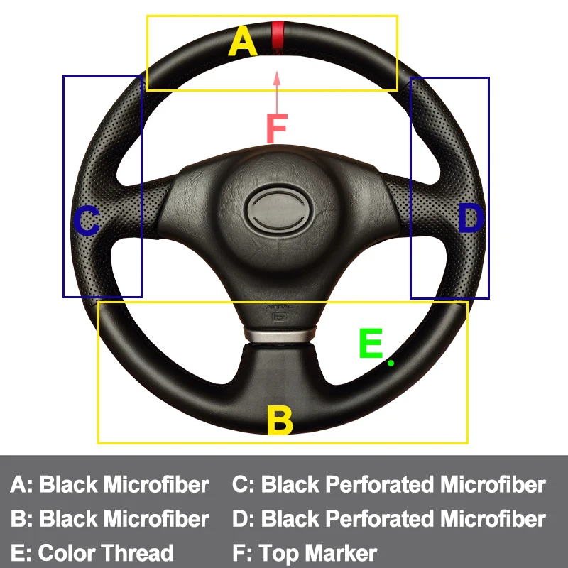 Hand Stitching Car Auto Steering Wheel Cover Wrap for Toyota Altezza 1998-2005 RAV4 98-03 with Bulge Non-multifunctional Buttons