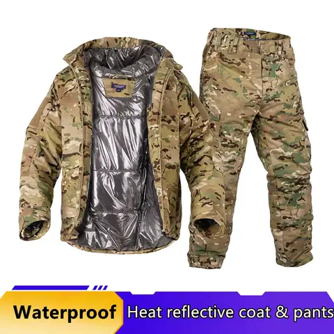 Hiking Tactical Jacket Men Winter Heating Jackets Windproof Warm Hooded Combat Coat Hunting Camping Coats