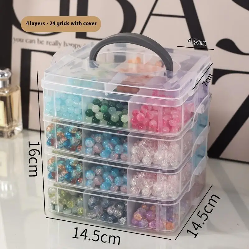 

Clear Dust-Proof Jewelry Box Professional Bead Organizer Box Portable Craft Container for DIY Bracelets & Accessories 〔CC88〕