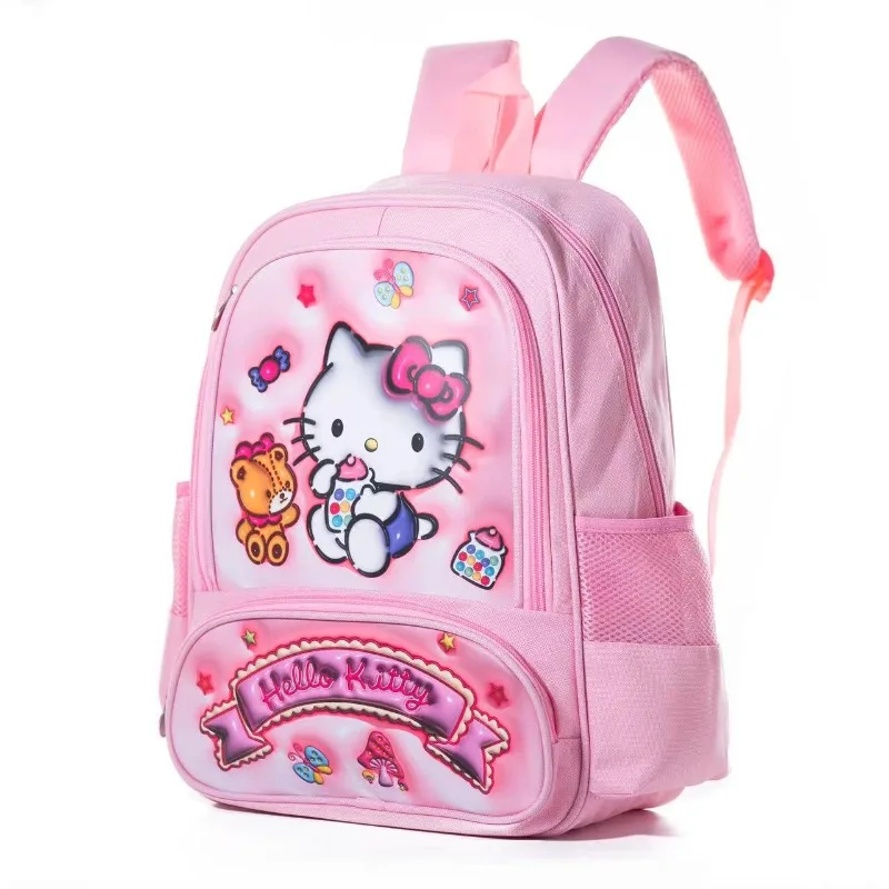 MINISO Hello Kitty Backpack for Boys and Girls Cartoon Cute Kuromi Melody Large Capacity School Bag for Students in Grades 1-3