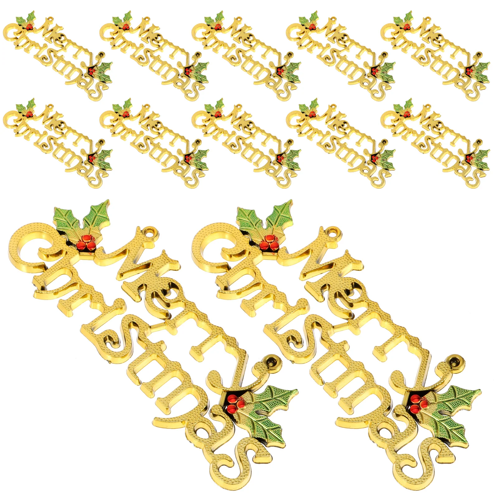 12 Pcs Christmas Letter Door Xmas Pendant Retro Decor Plastic Sign Board Plaque Tags