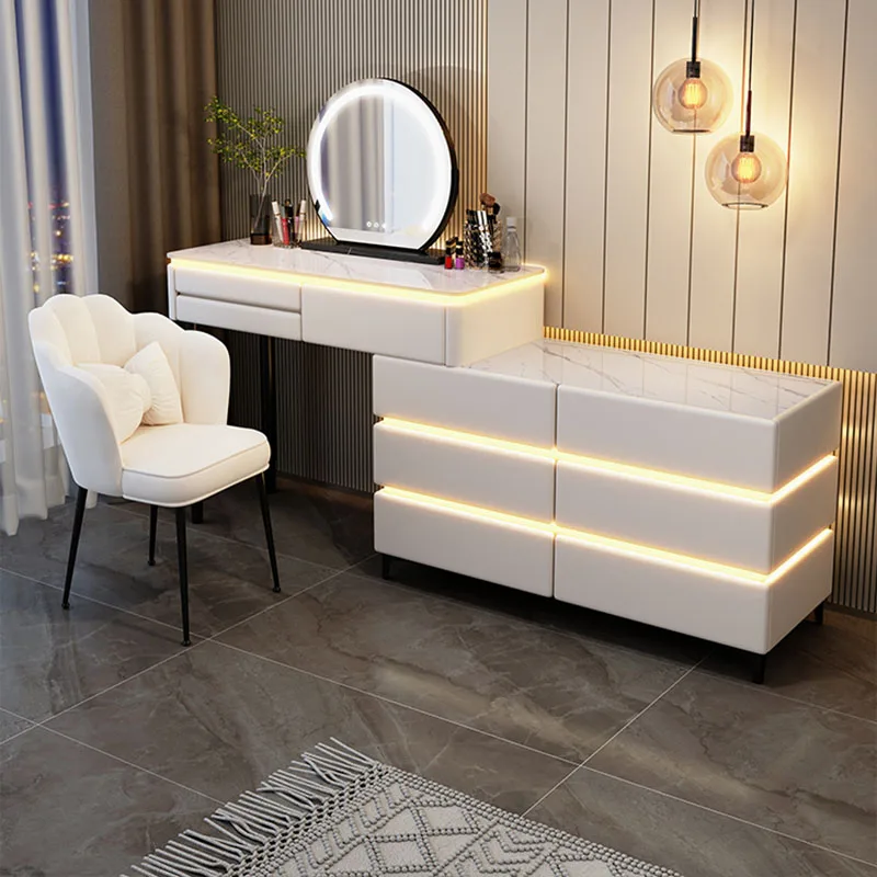 Coffee Desk Vanity Chair Bedroom Storage Luxury Small Dressing Table White Cosmetic Penteadeira Para Quarto Home Furniture