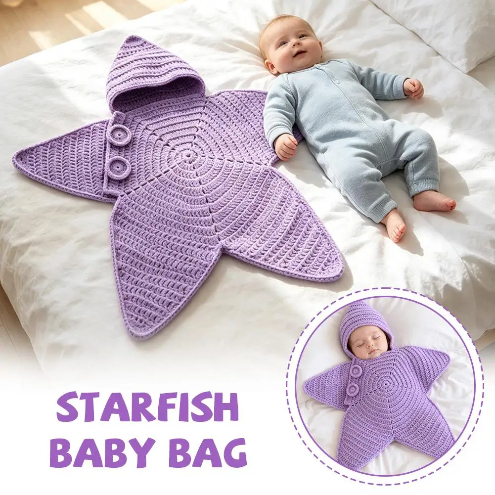 Newborn star shape Onesie Soft,Crochet Onesie,60% Cotton Handmade Comfortable and Warm, Baby's Sleep-proof Jumpsuit