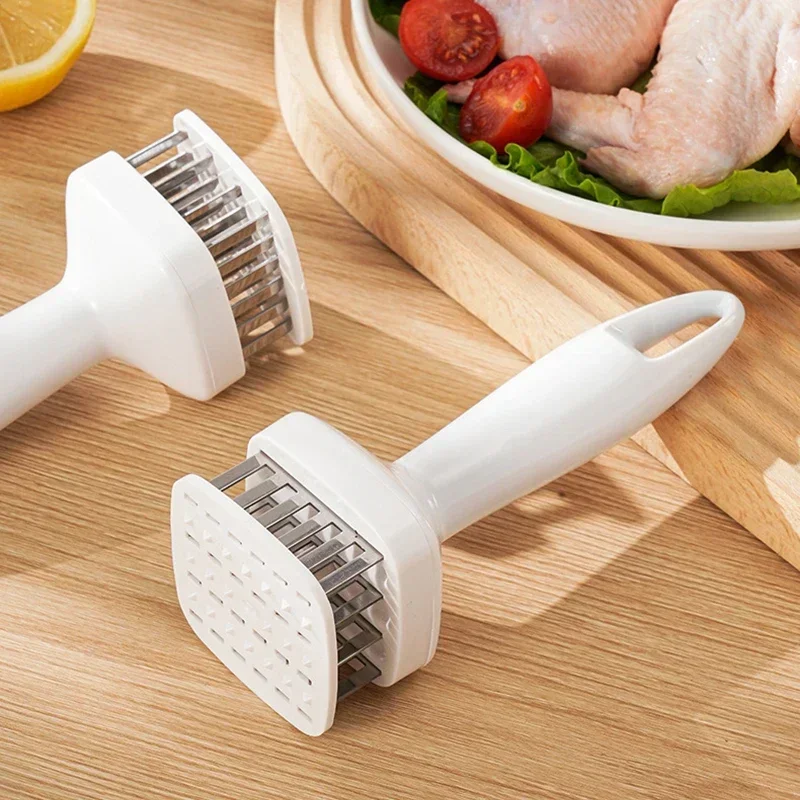 Meat Tenderizer Stainless Steel Meat Looser 24 Needle Automatic Spring Meat Hammer Rib Breaking Perforator Kitchen Gadgets