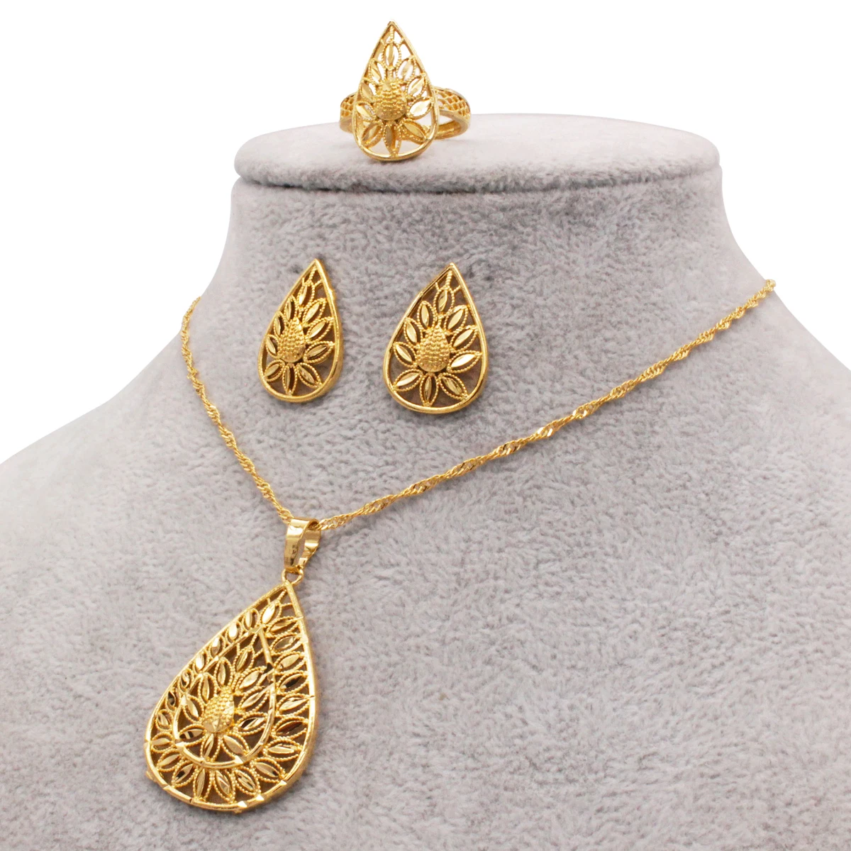 jewelry sets women copper bridle party gift luxury gold plated jewelries set African Dubai necklace earrings Pendant ring