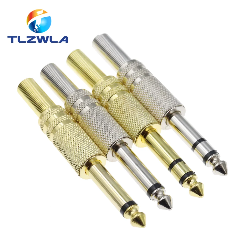 2PCS 6.35mm/6.5mm 2Pole Mono Amplifier Plug 6.35 Stereo Metal Microphone jack plug-in Audio Connector for KTV