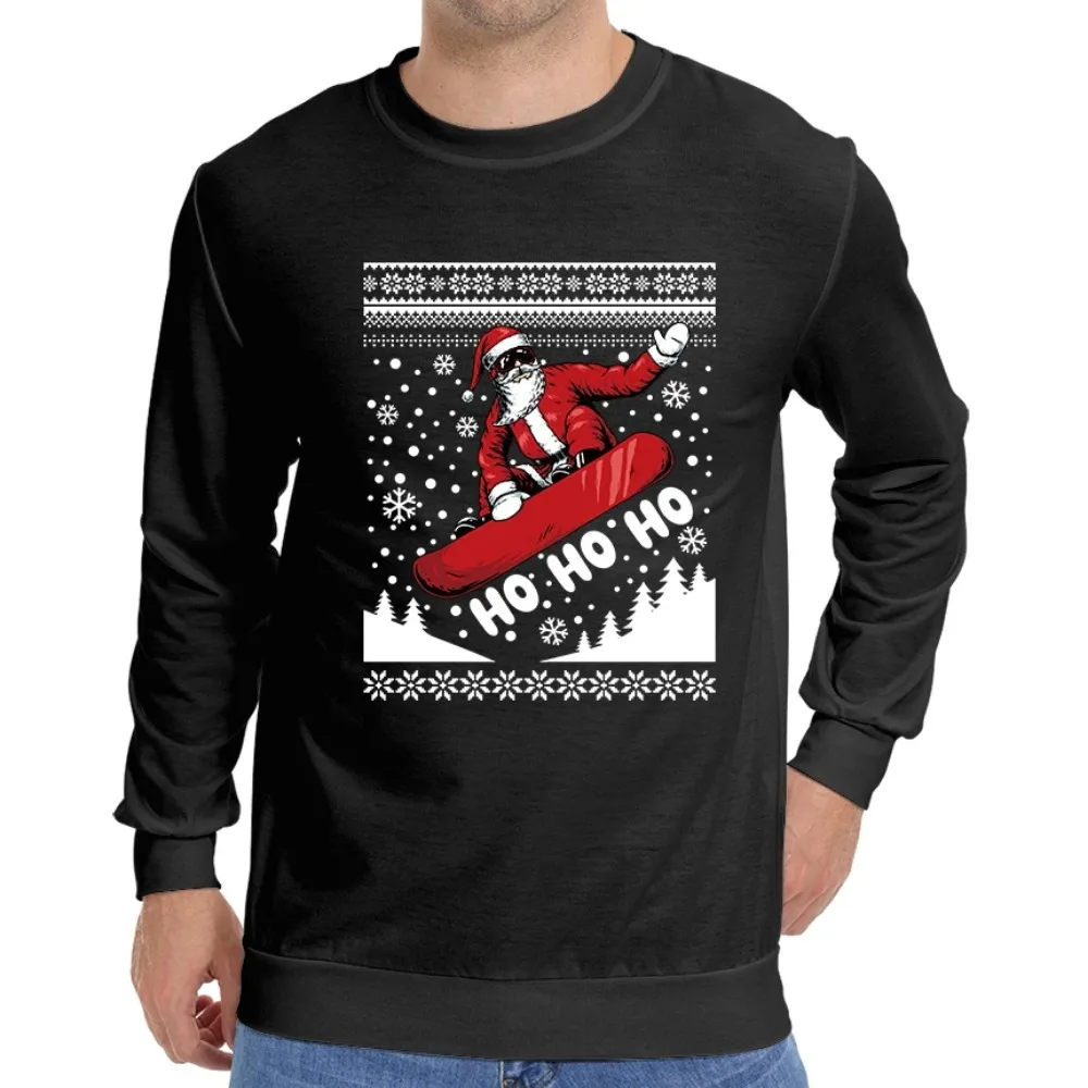 Santa Claus Men Christmas Graphic Sweatshirts Xmas Elk 3D Print Pullover Family Matching Sweatshirt Holiday Couple Clothing