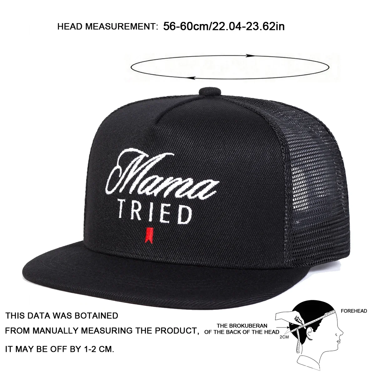 2PCSSET Unisex Mama TRIED Embroidery Hip-hop Net Hats Spring Summer Outdoor Adjustable Sports Casual Baseball Caps Sunscreen Hat