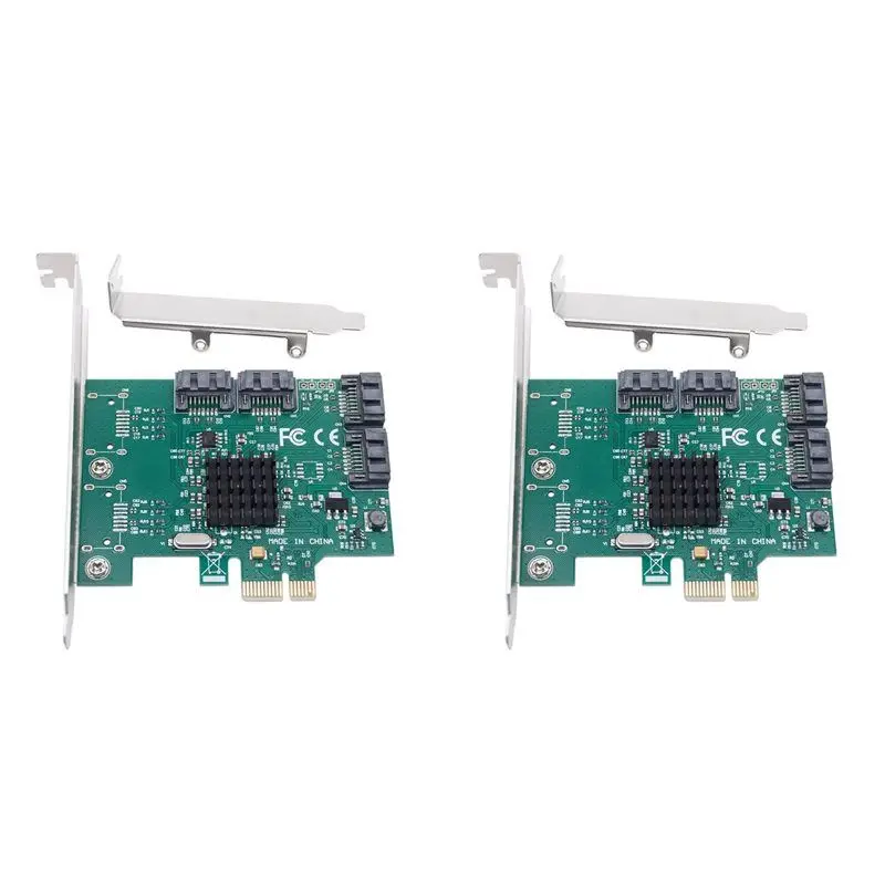 

Изысканный адаптер карты расширения 2X SATA PCIE PCI Express X1 на 4-портовый контроллер SATA3.0 88SE9215 Чип PCI E PCI-E SATA