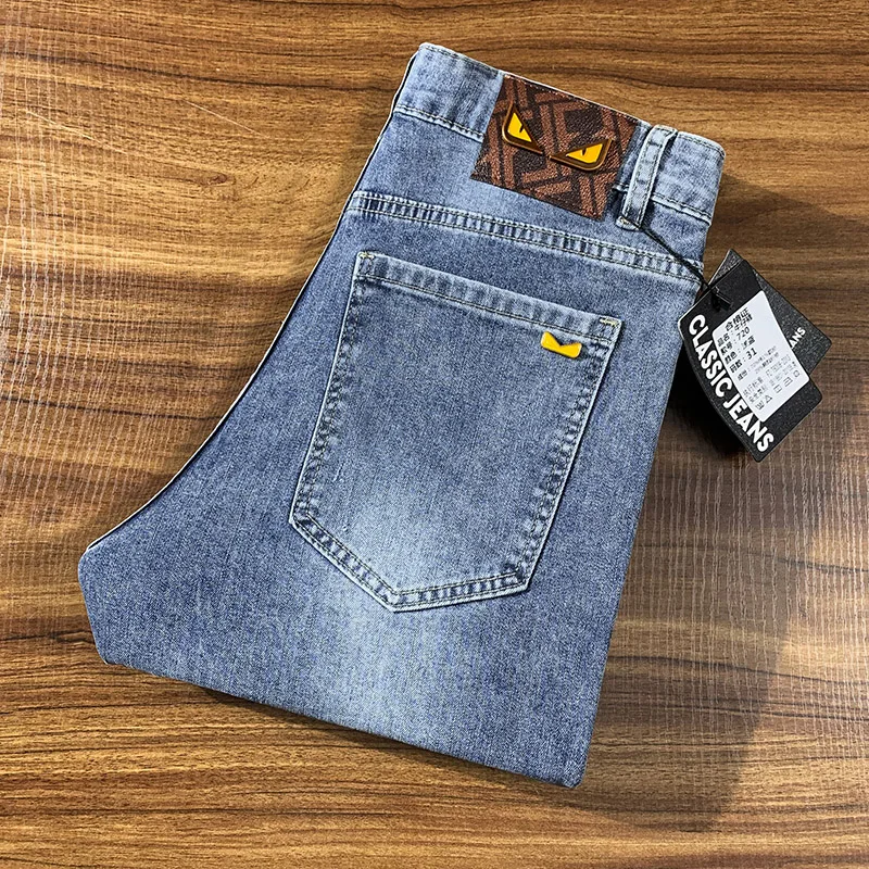 

Новые мужские повседневные джинсы New Town Guangzhou: эластичные, прямые, свободного кроя, средней посадки, износостойкие, для лета и на каждый день