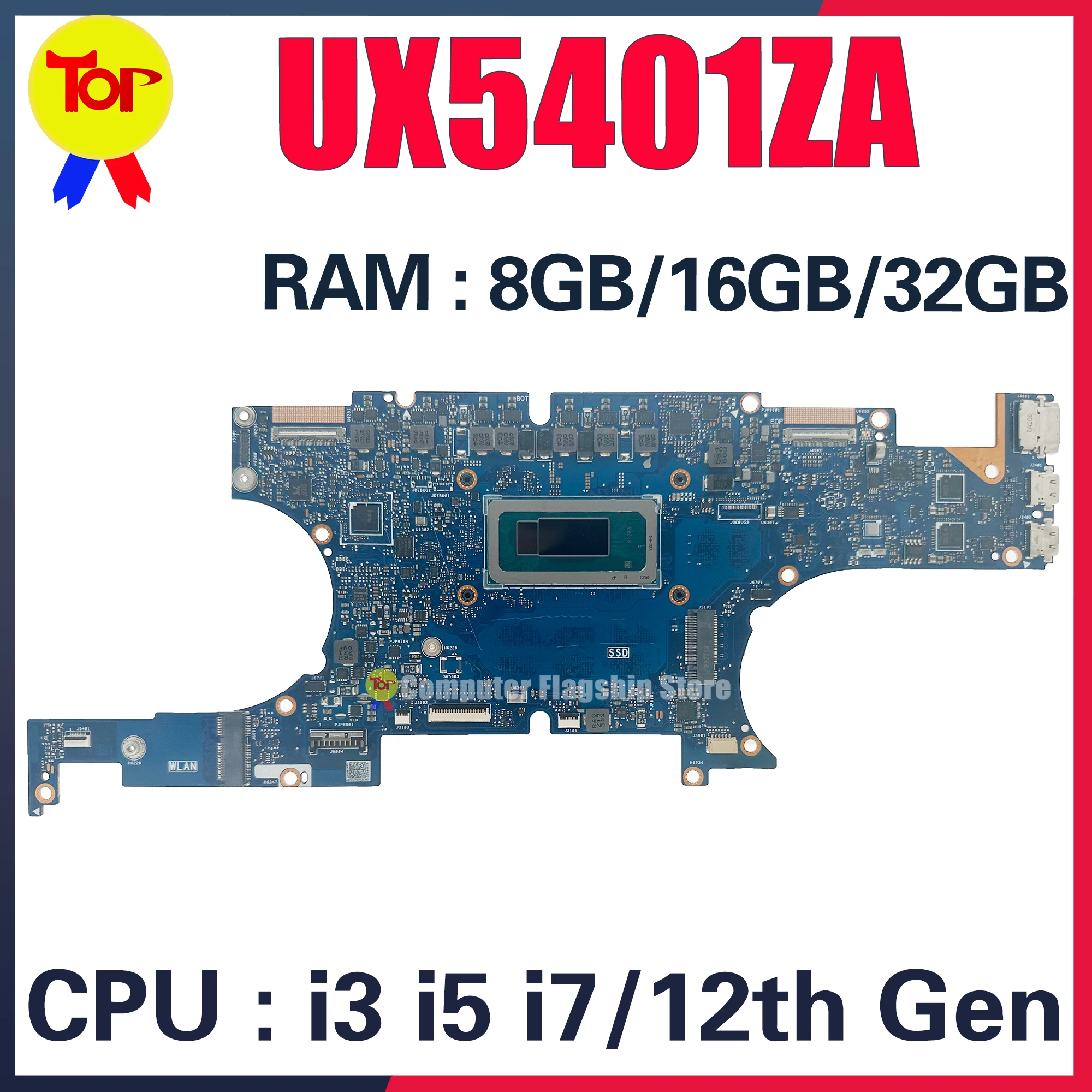 

KEFU UX5401ZA Mainboard For ASUS UX5401 UX5401Z BX5401ZA RX5401ZA BX5401Z RX5401Z Laptop Motherboard i5 i7 i9 12th Gen 100% Test