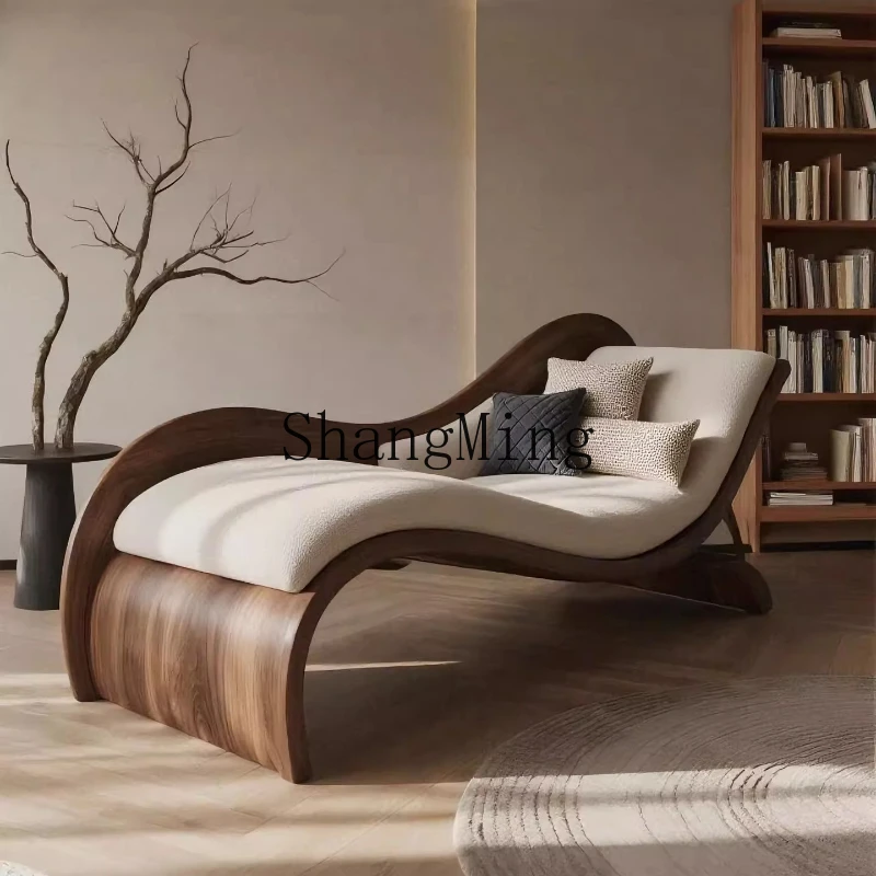 

ZYY medieval wabi-sabi style modern minimalist leisure lounge chair living room solid wood chaise longue
