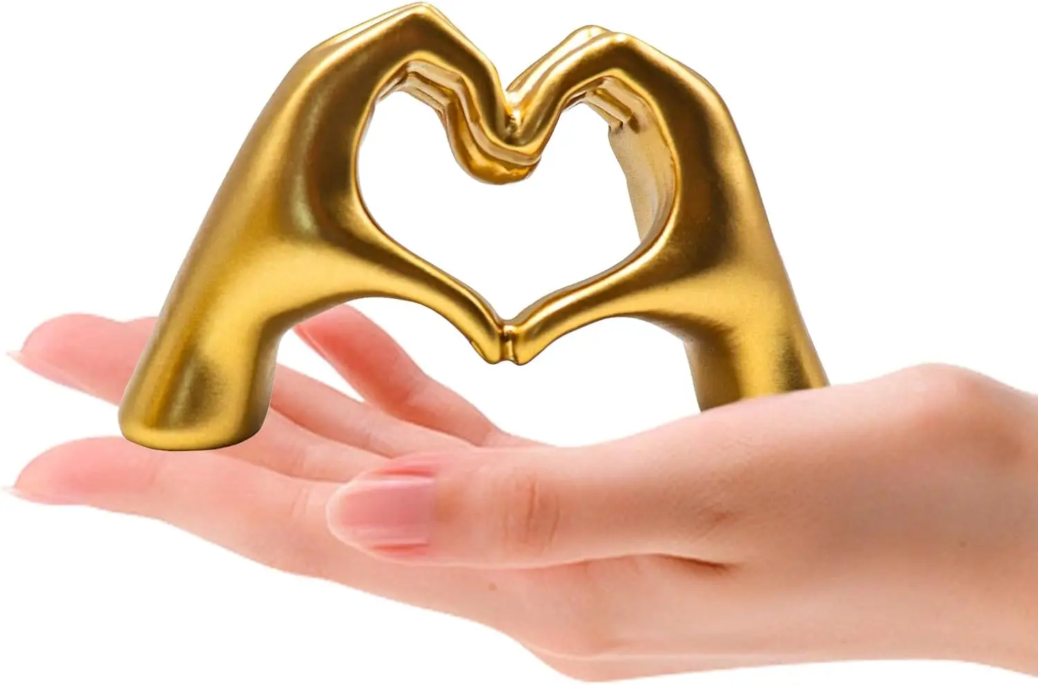 

Скульптура «Золотые руки-сердца», современная абстрактная статуэтка любви для домашнего декора, офисного стола, книжной полки, высота 2,8 дюйма