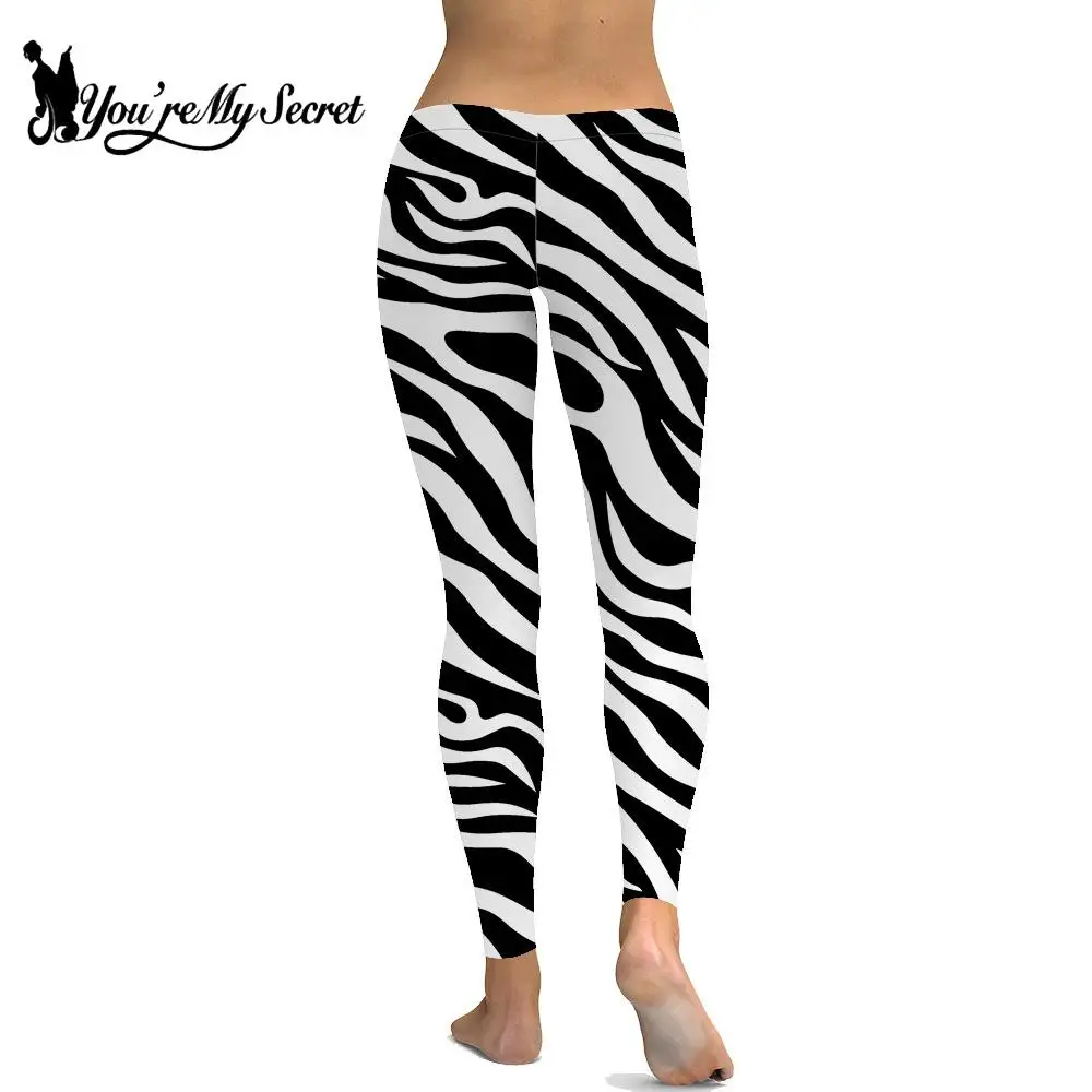 [You\'re My Secret]Women\'s Slim Fit Pants 3D Digital Printing Zebra Stripes Sexy Seamless Fitness Running Yoga Pants Leggings