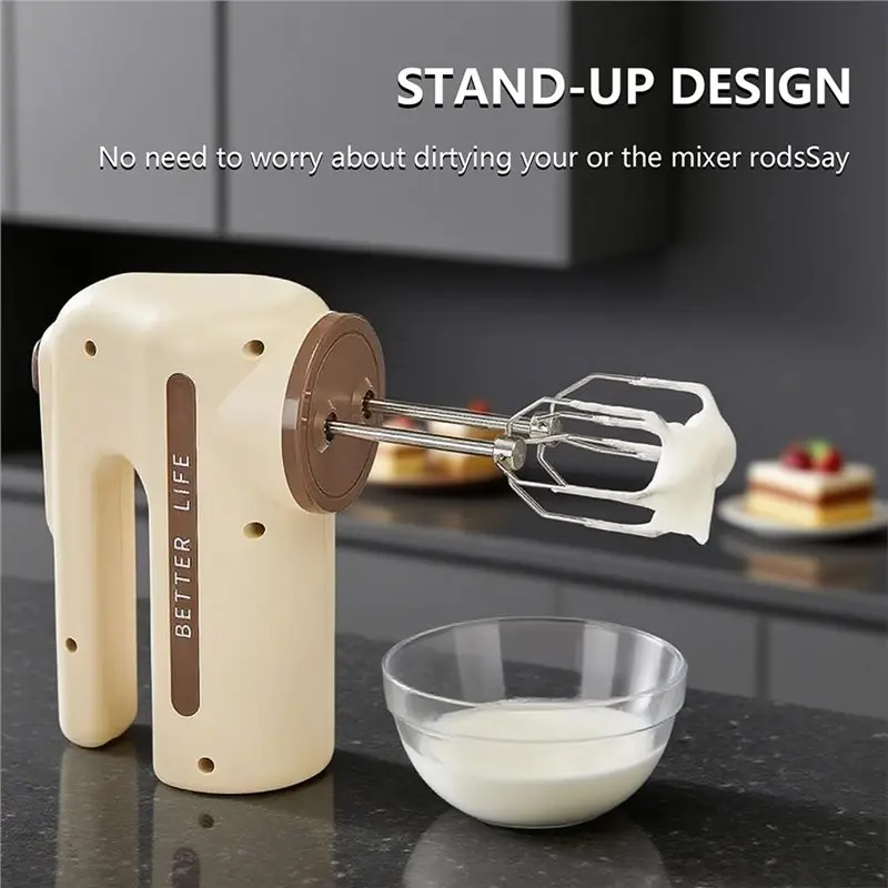 [B25B!】 Cordless Electric Handheld Mixer With Two Detachable Whisks 5-Speed Setting For Kitchen Baking Kit Gift Idea