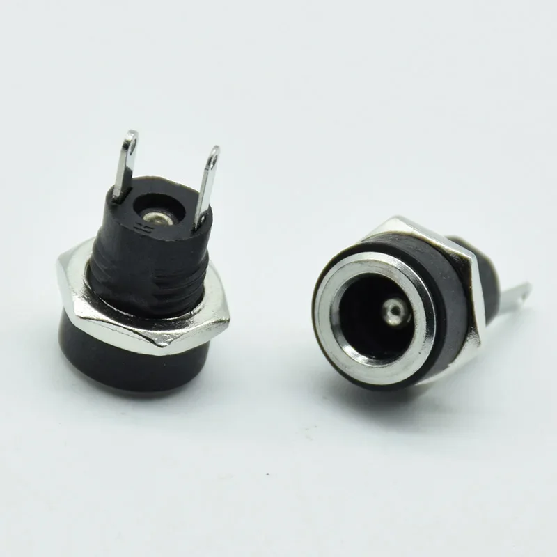 10Pcs/5pcs 5.5*2.1 DC 12V 3A Power Supply Jack Socket Female Panel Mount Connector 5.5mm 2.1mm Plug Adapter 2 Terminal Types