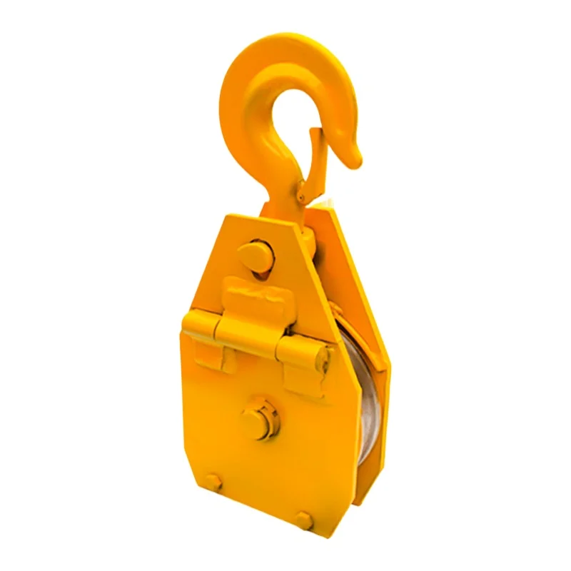Round Triangle Iron Steel Wheel Lifting Pulley Mining Hoist Block For Construction Cargo Lifting Heavy Handling Field Work
