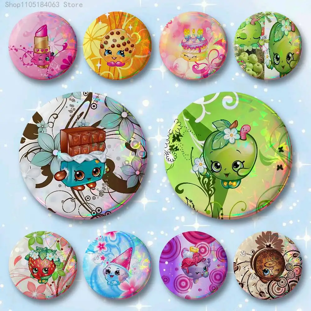 S-Shopkins 32mm 58mm 75mm 44mm 25mm Anime Badges Brooches DIY Pins Decorations Birthday