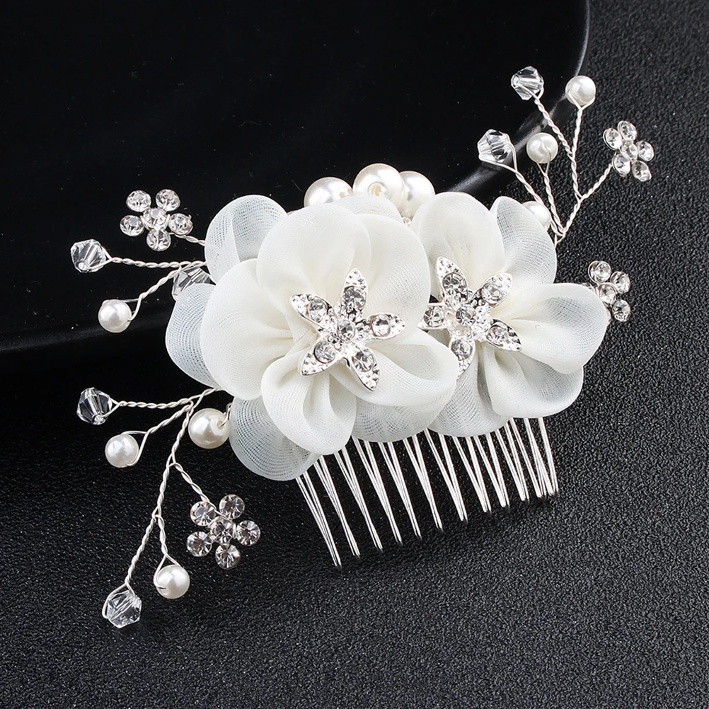 

Rhinestone Silk Hair Comb Crystal Bride Bridal Party Photo Crystal Hair Comb Prop Decorative Wedding Accessory