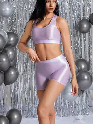 Girl New Spicy Sexy Oily Tight High Waist Casual Sports Yoga Shorts For Women Slim Sexy Thin Mesh Women Shorts 2024 New NNI7