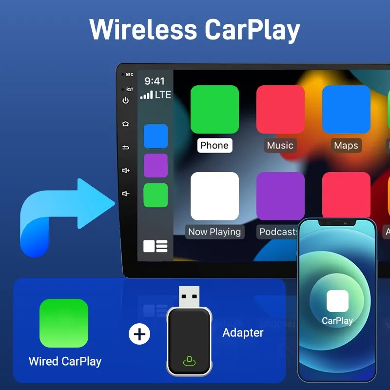 Neue drahtlose Carplay-Auto-Konnektivitätsbox, intelligente drahtlose Box, 2-in-1-Plug-and-Play, automatische Bluetooth 5.0-Verbindung, 5,8 GHz WLAN