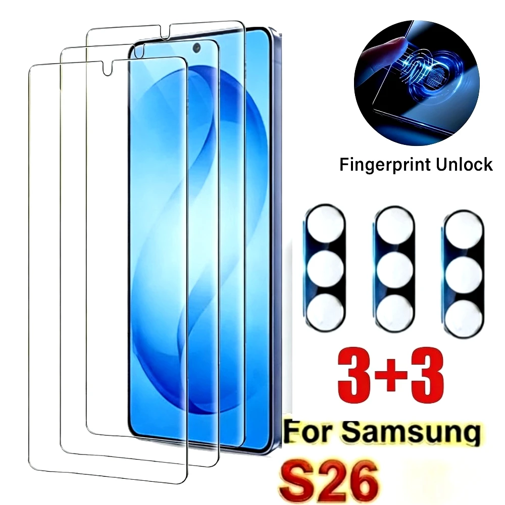 

Набор из 3 ультрапрозрачных защитных пленок для экрана Samsung Galaxy S26 S25 S24 Ultra S23 S22 S21 Plus S25 S26 Edge с 3 защитными стеклами для объектива камеры