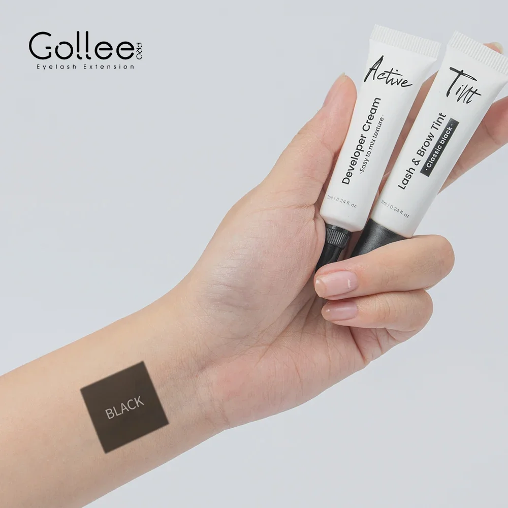 Gollee Classic Black Natural Lash and Brow Tinting Set 6ml Wodoodporny zestaw do koloryzacji rzęs Semi Permanent Lasting Beauty Makeup