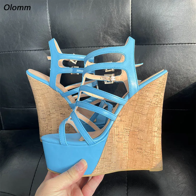 

Женские пробковые босоножки на танкетке Olomm ручной работы: элегантный дизайн, качество ручной работы для теплой погоды, модные размеры США 5-20