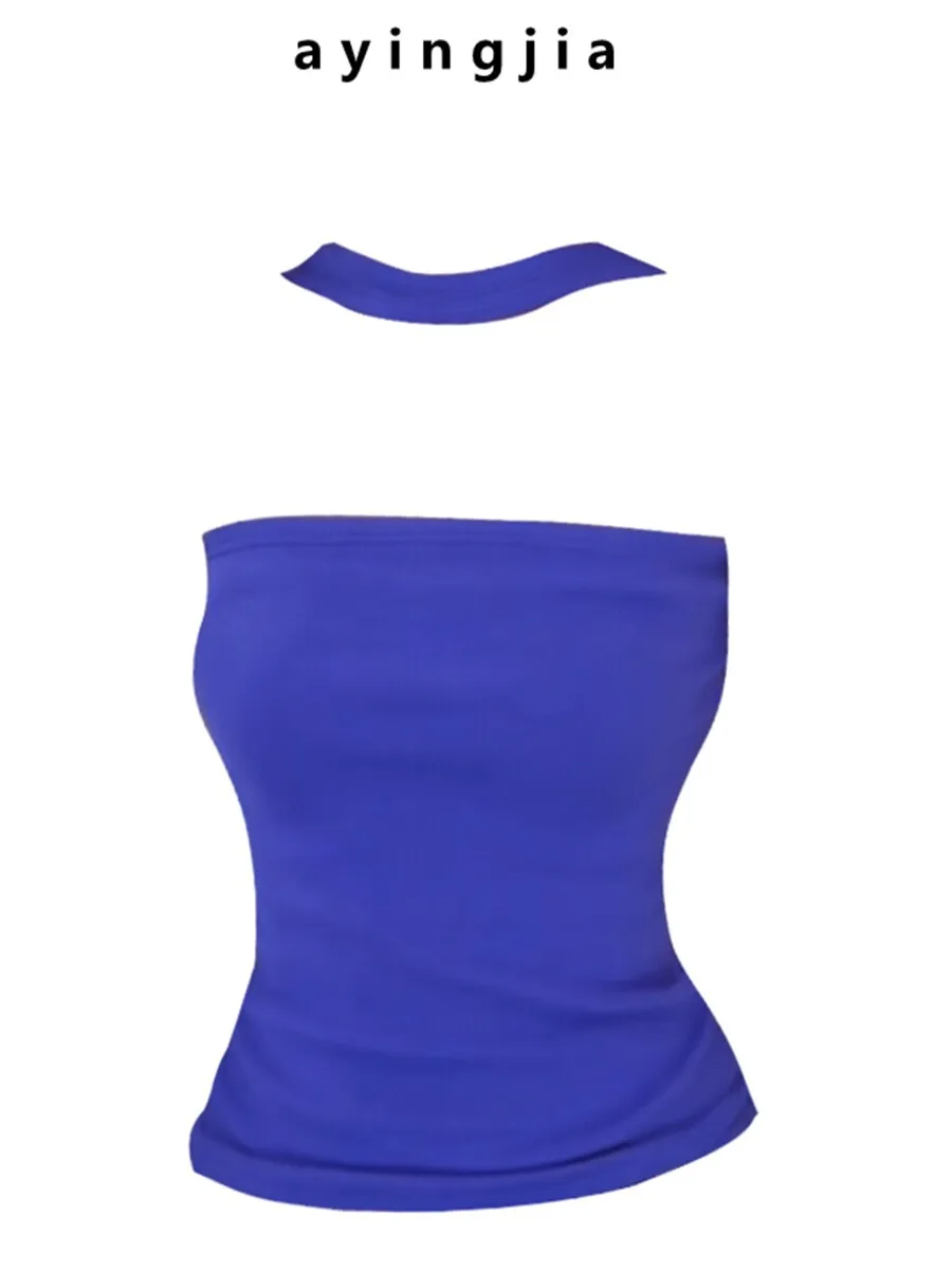 

Sexy Spicy Girl Double-Sided oulder Baring Crop Top Women's Slim Fit ort Sexy Versatile Top Sensual Strap Vest for Women