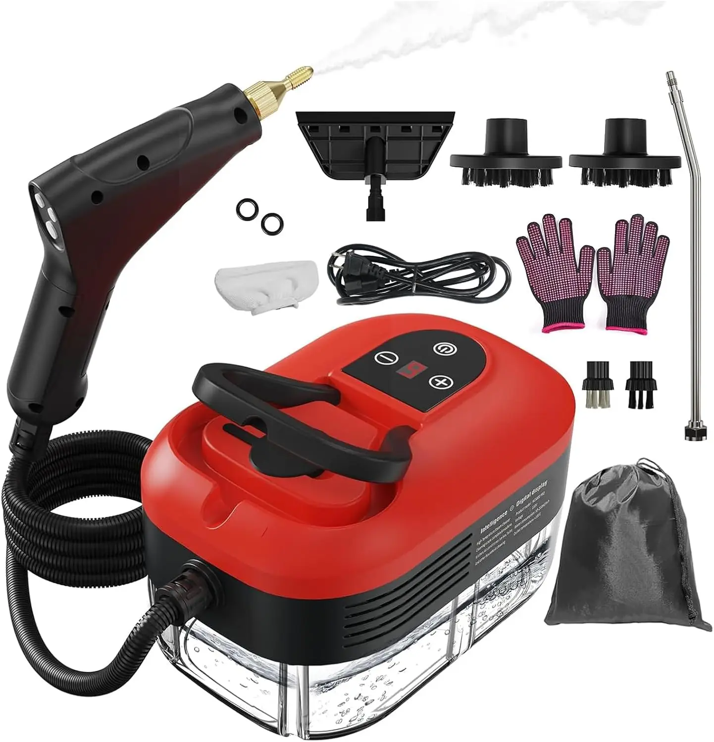 

Steam Cleaner for Home, 15s Heat-Up, 1.2L Water Tank, 6-Level Adjustable Handle, Handheld Steam Cleaner for Car Detailing
