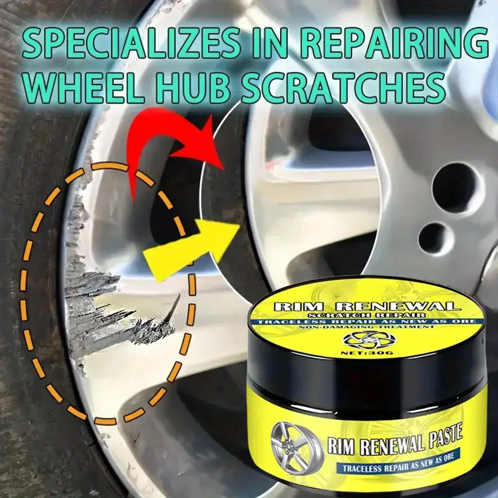 Wheel Hub Scratch Repair Paste Auto Tire Scratch Repair Hub Rust Removal Paste For Drivers Mechanics Professionals Trucks Sedans
