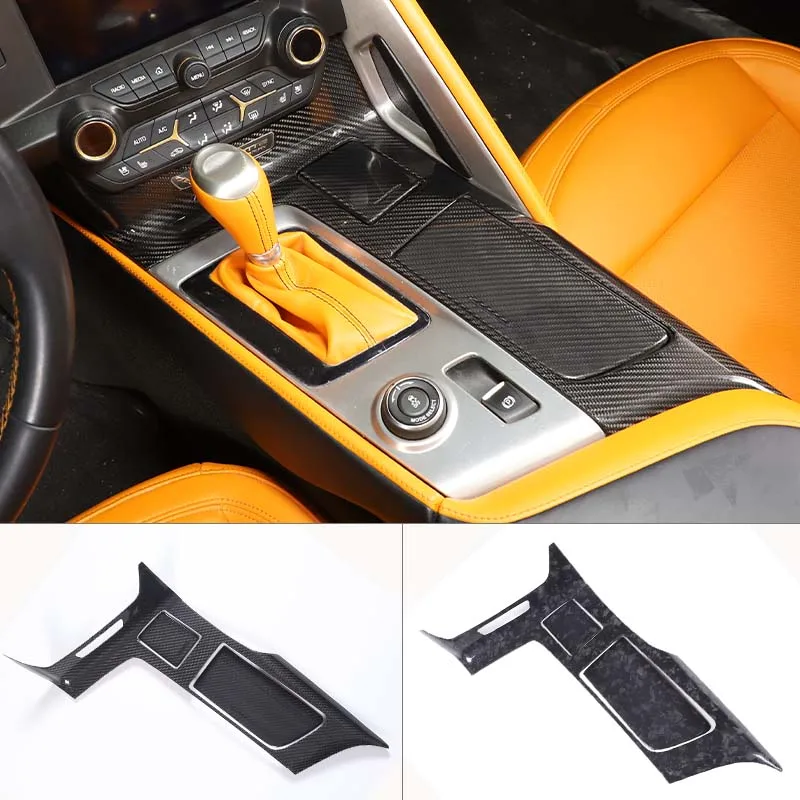 

Real Carbon Fiber Car Center Gear Shift Panel Sticker Cover Trim Fit For Chevrolet Corvette C7 2014-2018 Auto Accessories