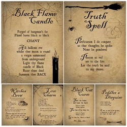 Book Of Shadows Vintage Wall Art Canvas Painting,Potions,Spells And Witchcraft Magic Art Poster And Print Home Decor Unframed