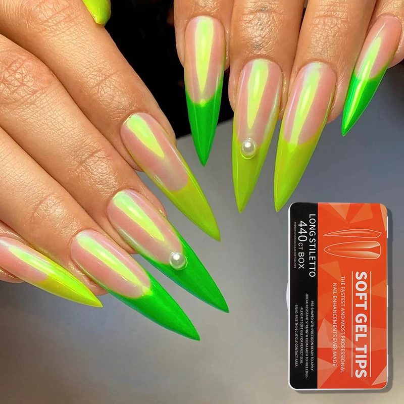 440/550 Stücke Klare Acryl Lange Gefälschte Nägel Kapseln Mandel Französisch Sarg Volle Halbe Abdeckung Falsche Nägel Künstliche Nagel weiche Gel Tipps