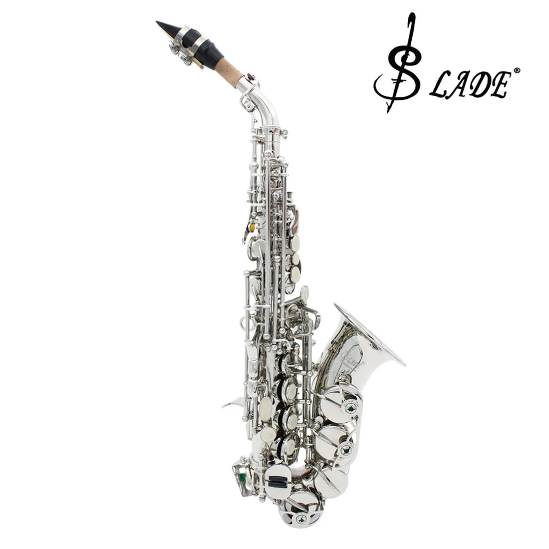 SLADE Bb Soprano Saxophone Silver for Beginners Adults Sax with Box Cleanning Cloth Reeds Strap Brush Gloves Accessories