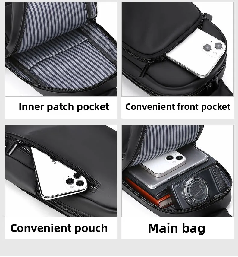 Casual, Simple and High-end Men's Crossbody Bag, PU Wear-resistant Single-shoulder Bag, Outdoor Commuting Lightweight Chest Bag