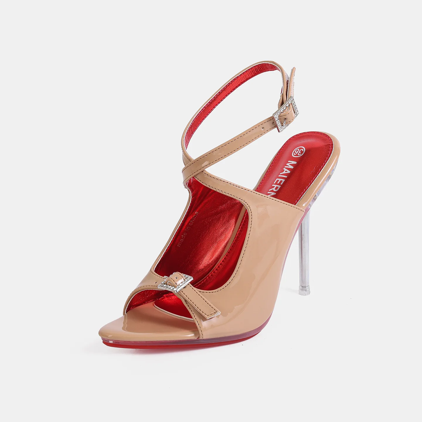 Fashion Buckle Strap Women Hollow Out Clear Heel Sandals 12CM High Heels Sexy Fetish Shoes Summer Model Catwalk Show Shoes view 6