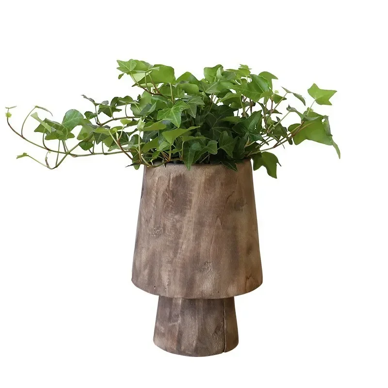 

Creative wooden flower arrangement Paulownia wood handmade, polished and made old homestay living room dining table