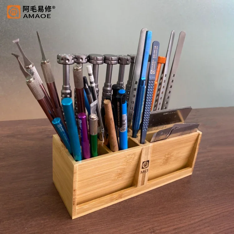 Suit to AMAOE Bamboo storage M63/ rotary screw tool holder tweezers steel mesh mobile phone maintenance tool storage box