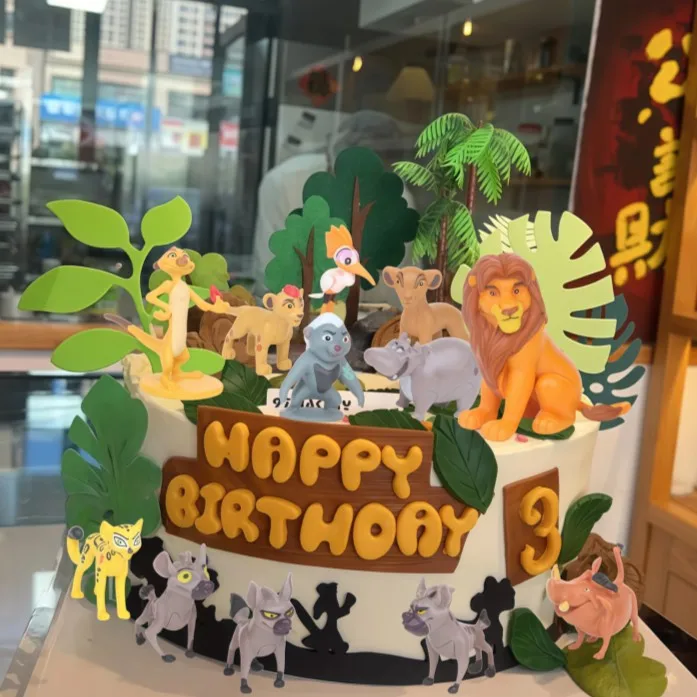 12 pçs/set dos desenhos animados anime o leão guarda rei kion simba bolo toppers festa decoração crianças boneca brinquedos figuras de ação chá de bebê