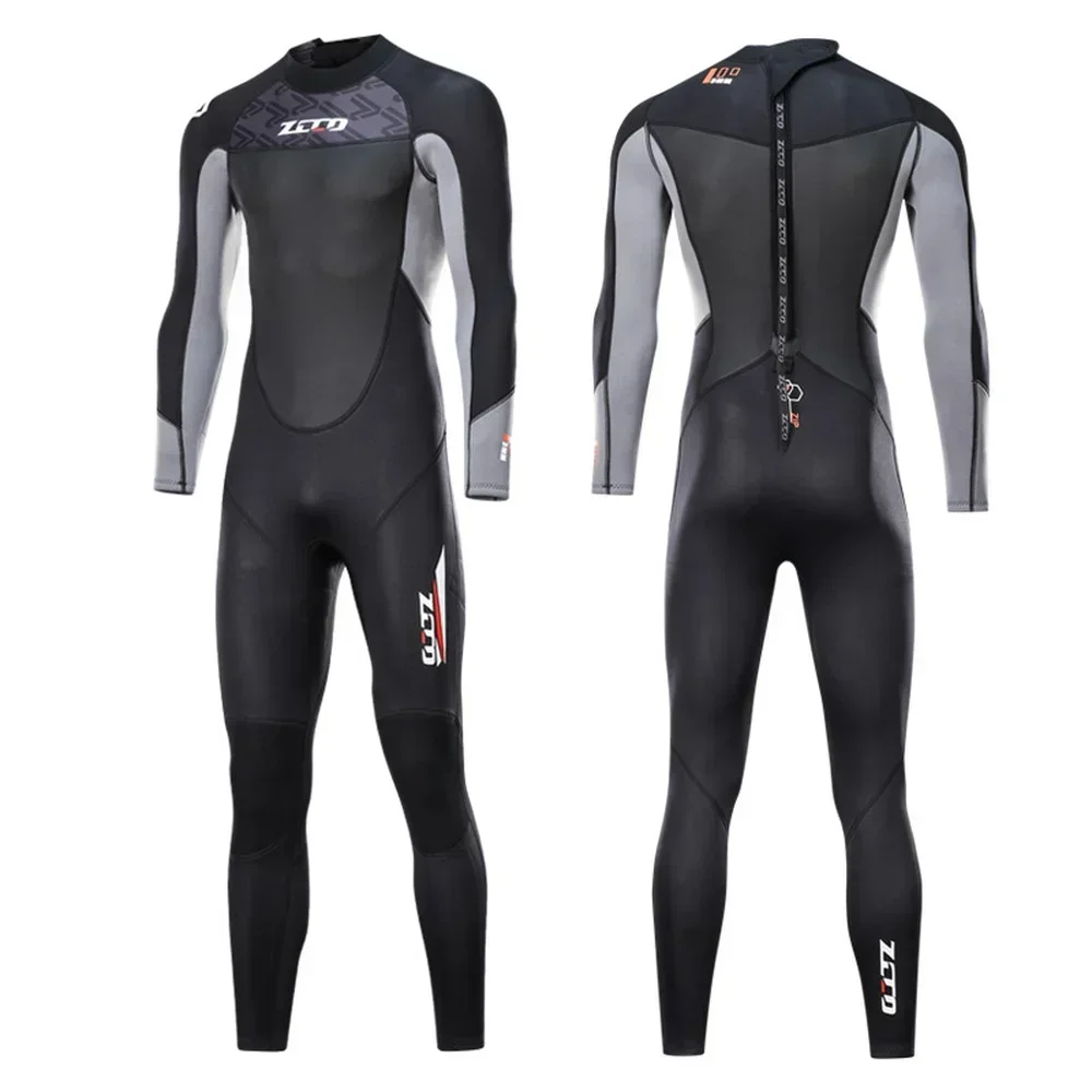 3mm Neoprene Professional Diving Suit Men Women Color Matching Long-sleeved Trousers Back Zipper One-piece Snorkeling Surf Suit