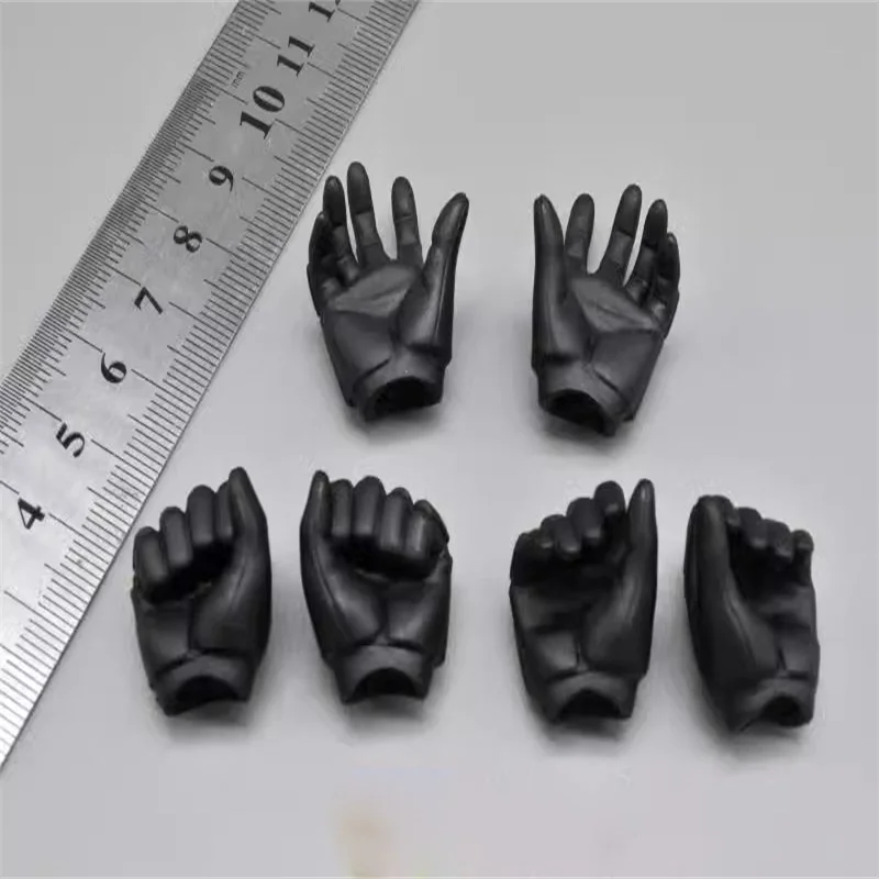 1/6 Scale Soldier Accessories Black Gloved Hands 6 Pieces Model Toy Fit 12'' Action Figures Body In Stock