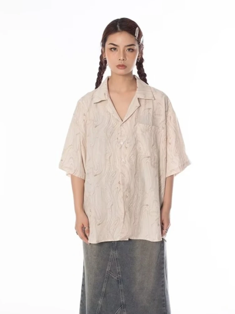 Baggy Shirts Dames Gedrukt Japanse stijl Mode Eenvoudig Casual Elegant Harajuku Halve mouw All-match Ademende kleding Gezellig