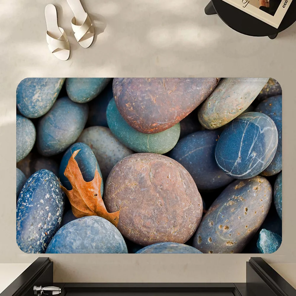 3D Stone Beach Pebbles Bathroom Mat Kids Room Bedroom Decoration Balcony Anti-Slip Doormat Living Room Welcome Rug