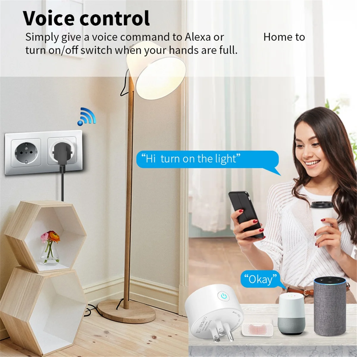 

A72P TUYA 10A Smart Plug WIFI Socket with Power Monitor Timing Function Voice Control Works US Plug