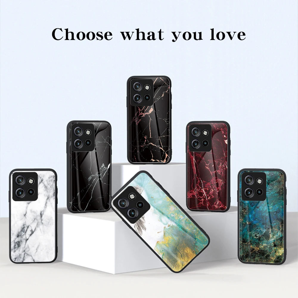 For Motorola Edge 50 Neo Marbled glass phone case