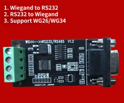 Wiegand Converter, Wiegand to RS232/RS485/TTL, Text Input and Output Support WG26/34