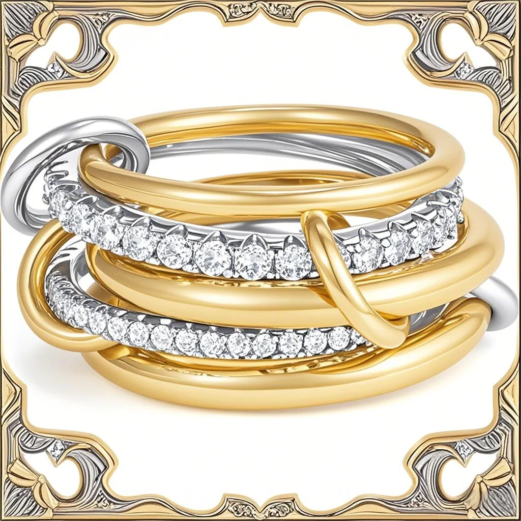 

A Five-Ring Stacked Anti-Stress Ring, Fashionable And Street Hip-Hop, Suitable For Girls To Wear At Daily Parties