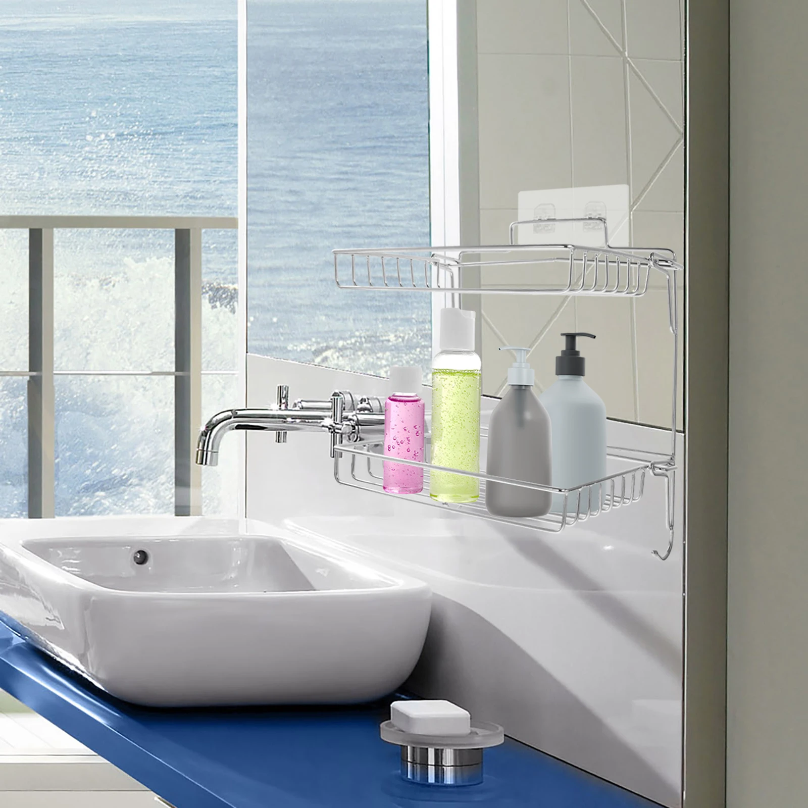 

Folding Stainless Steel Wall Mounted Storage Rack Drain Shelf For Bathroom Toilet Organizer Smooth No Punch Nail-Free